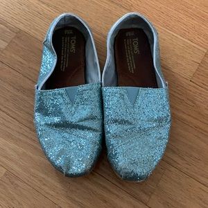 Blue Glitter Toms - 8.5